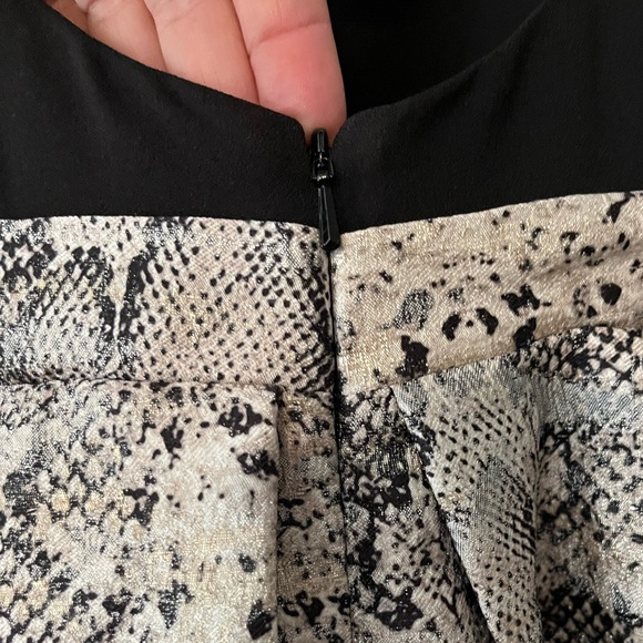 Anthropologie Hutch Metallic Snakeskin Print Fit N Flare High Neck Party Dress - Picture 12 of 14